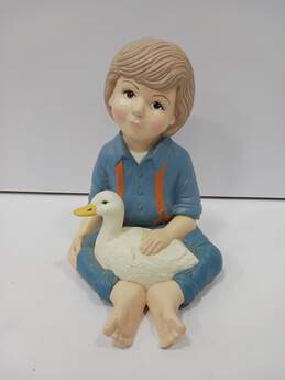 Handmade Ceramic Boy w/ Goose