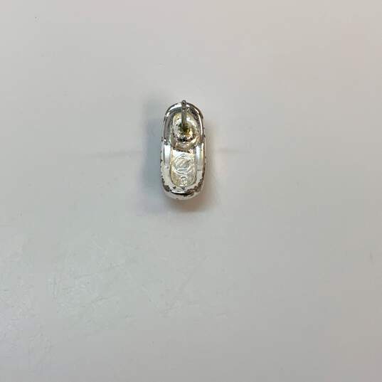 Designer Swarovski Silver-Tone Half Hoop Swan Pave Clear Crystal Stud Earrings image number 4