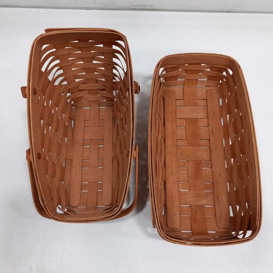 Set of 2 Brown Longaberger Hand Woven Basket image number 6