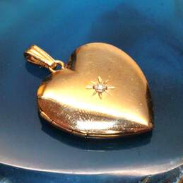 14K Yellow Gold Heart Shaped Pendant W/ Diamond