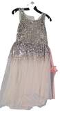 Girls Ivory Sleeveless Round Neck Sequin Fit And Flare Dress Size 16 image number 1
