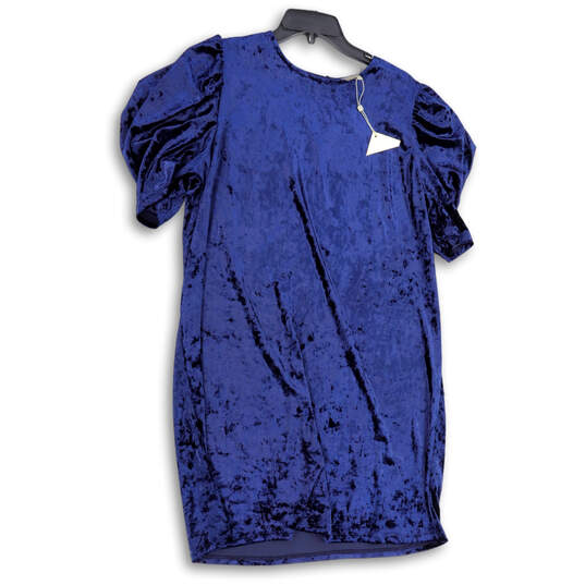NWT Womens Purple Velvet Puff Sleeve Back Keyhole Sheath Dress Size Large image number 1