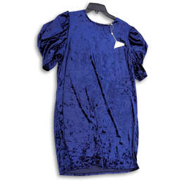 NWT Womens Purple Velvet Puff Sleeve Back Keyhole Sheath Dress Size Large