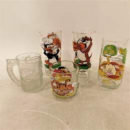 Assorted Vntg Collector Glasses Mugs Garfield Looney Tunes Batman Peanuts Lot