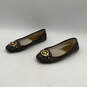 Womens Fulton Brown Leather Signature Print Slip On Ballet Flats Size 9.5 image number 4