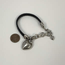 Designer Brighton Silver-Tone Leather Cord Heart Shape Charm Bracelet alternative image