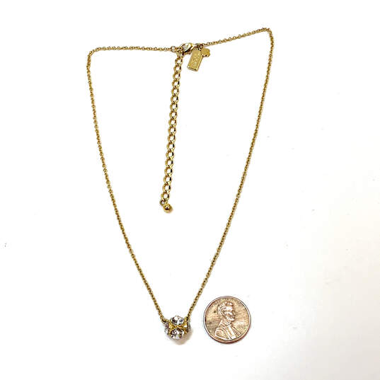 Designer Kate Spade Gold-Tone Link Chain Crystal Cut Stone Charm Necklace image number 2