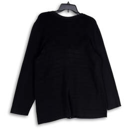 NWT Womens Black V-Neck Long Sleeve Knit Full-Zip Sweater Size 22/24 alternative image