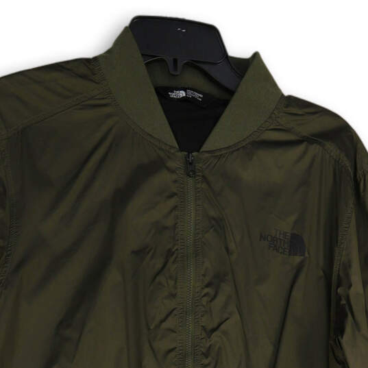 Mens Green Long Sleeve Zipper Pocket Bomber Jacket Size Small image number 3