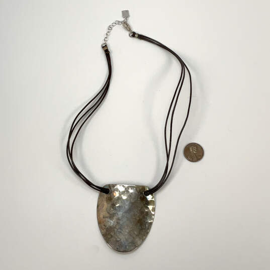 Designer Robert Lee Morris Silver-Tone Multi Strand Cord Pendant Necklace image number 2
