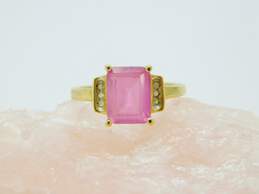 10K Yellow Gold Diamond Accent Synthetic Ruby Ring 2.7g