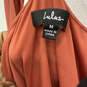 NWT Womens Orange Ruffle Strap Tie Waist Long Wrap Dress Size Medium image number 4