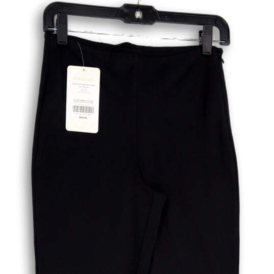 NWT Womens Black Flat Front Flared Side Zip Trouser Pants Size Small image number 4