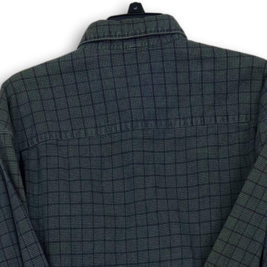 Mens Gray Check Collared Front Pocket Long Sleeve Button-Up Shirt Sz Large image number 4