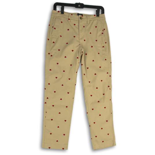 NWT J. Crew Womens Khaki Red Printed High Rise Girlfriend Chino Pants Size 0 image number 1