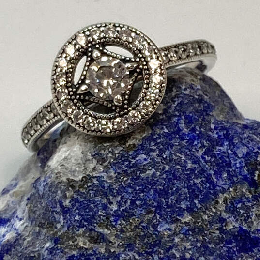 Designer Pandora S925 ALE Sterling Cubic Zirconia Stone Engraved Band Ring image number 1