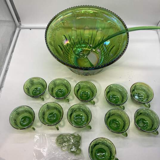 Vintage Indiana Carnival Glass Punch Bowl w/Cups image number 3