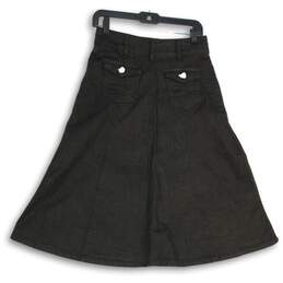 NWT Style J Womens Black Denim Medium Wash Button Front A-Line Skirt Size 28 alternative image