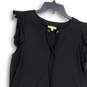 Womens Black Tie Neck Ruffle Sleeveless Pullover Sheath Dress Size Small image number 3