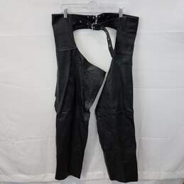 River Road Genuine Black Leather Motorcycle Riding Chaps Adult Size XL alternative image