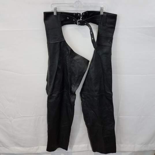River Road Genuine Black Leather Motorcycle Riding Chaps Adult Size XL image number 2