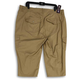 NWT Womens Beige Flat Front Cargo Pockets Straight Leg Capri Pants Size 16W alternative image