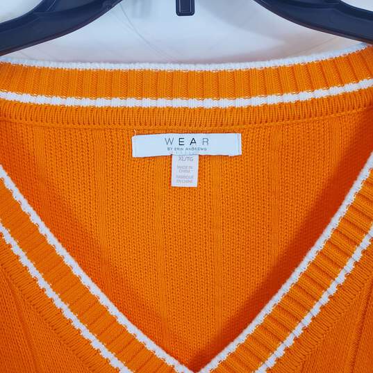Wear By Erin Andrews Women Orange V Sweater SZ XL image number 4