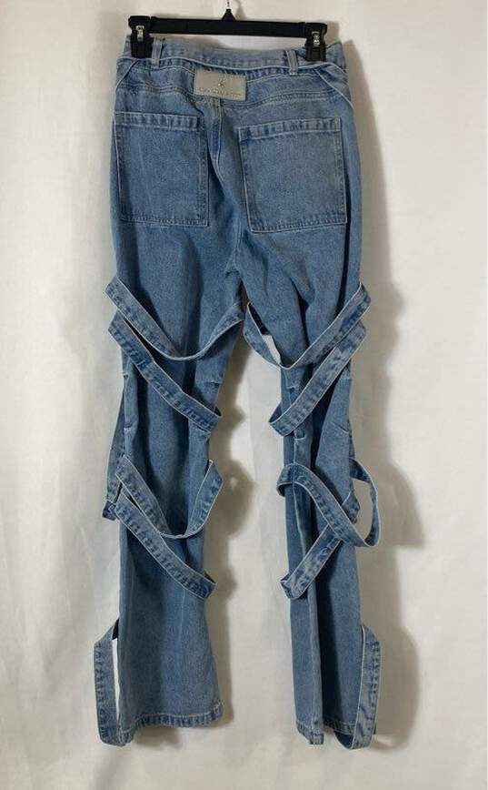 NWT Manière De Voir Womens Blue Cotton Denim Strap Straight Jeans Size 4 image number 2