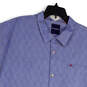 Mens Blue Spread Collar Chest Pocket Short Sleeve Button-Up Shirt Size XXL image number 3