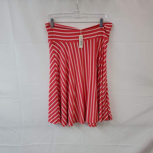 Max Studio Coral & White Striped Patterned Pull On A Line Skirt WM Size M NWT image number 1