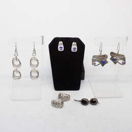 Assortment of 5 Pairs Sterling Silver Earrings - 28.8g