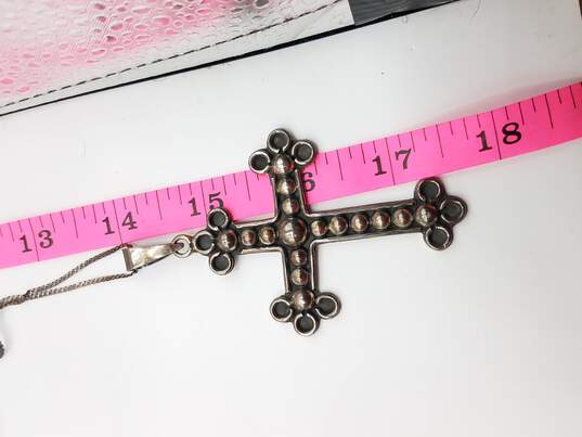 925 Silver Mexico Cross Pendant Necklace 20in image number 4