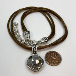 Designer Brighton Silver-Tone Corded Pave Crystal Pendant Necklace 17.1g alternative image