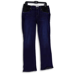 Womens Blue Denim Dark Wash Mid Rise Bootcut Leg Jeans Size 30