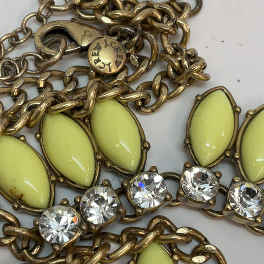 Designer J. Crew Gold-Tone Yellow Crystal Stone Beaded Statement Necklace image number 4