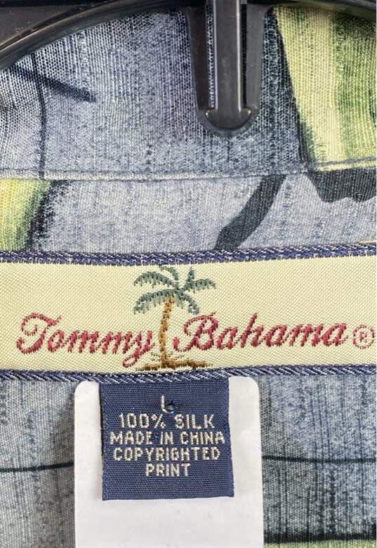 Tommy Bahama Women Blue All Over Print Button Up Shirt L image number 3