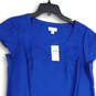 NWT Womens Blue Scoop Neck Short Sleeve Pullover Shift Dress Size Small image number 3