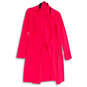 Womens Red Long Sleeve Collared Knee Length Tie Waist Wrap Dress Size 8 image number 1