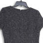 Womens Black Crew Neck Short Sleeve Back Zip Tweed A-Line Dress Size 6 image number 4