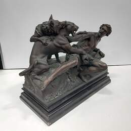 Shepherd with His Dog Fighting a Panther Cast Metal Statue alternative image
