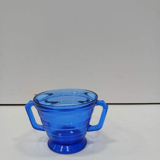 Set of 6 Hazel Atlas Moderntone Cobalt Blue Depression Glass Cups image number 5