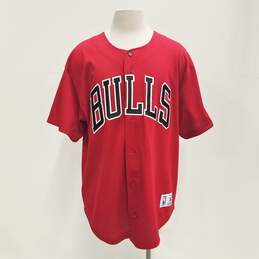 Mitchell & Ness Chicago Bulls Baseball Style Red Jersey Sz. XL
