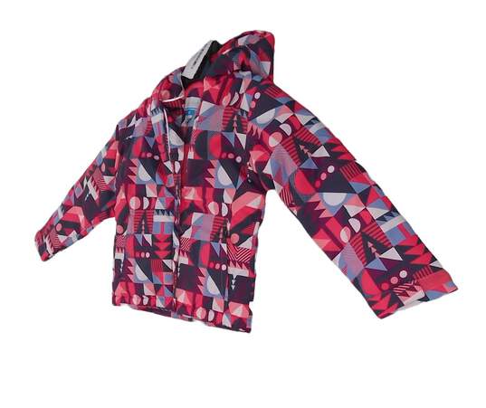 Girls Multicolor Geometric Long Sleeve Hooded Windbreaker Jacket Size XS image number 1