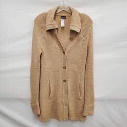 Patagonia WM's 100% Merino Wool Cardigan Beige Button Sweater Size MM
