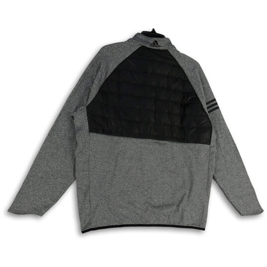 Mens Gray Black Long Sleeve Mock Neck 1/2 Zip Pullover Jacket Size L image number 1