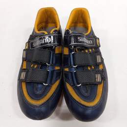 Mens Blue Black Synthetic Hook And Loop Low Top Almond Toe Cycling Shoes Size 7