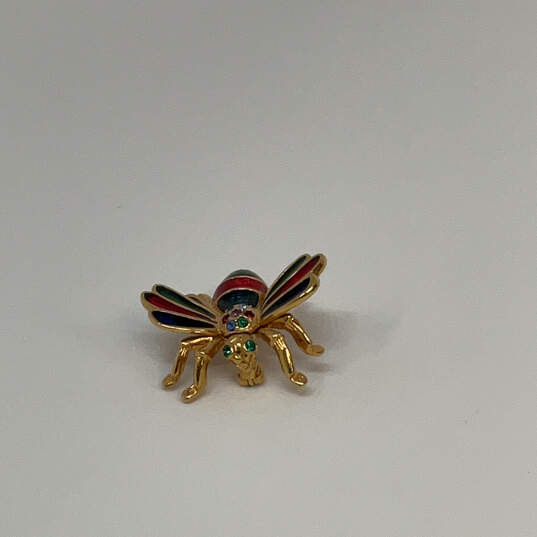 Designer Joan Rivers Gold-Tone Enamel Rhinestone Bumble Bee Brooch Pin image number 3