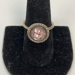 Designer Pandora S925 ALE Sterling Silver Pink Crystal Stone Band Ring