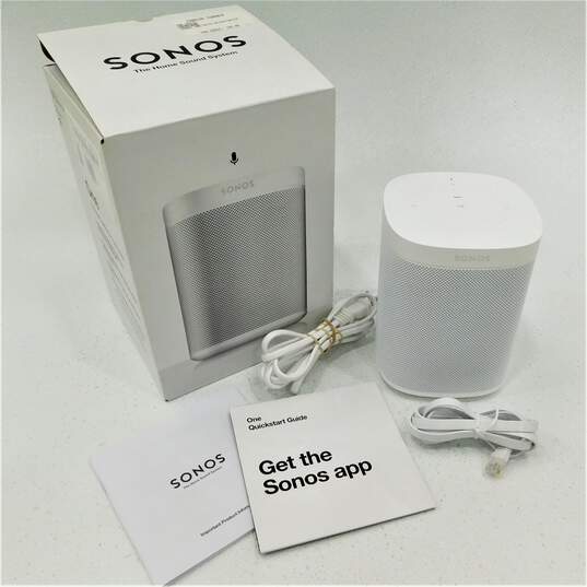 Sonos One Model A100 (1st Gen.) White Smart Speaker w/ Original Box and Accessories image number 1