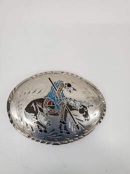 Silver turquoise - belt buckle native american natural stones southwestern
